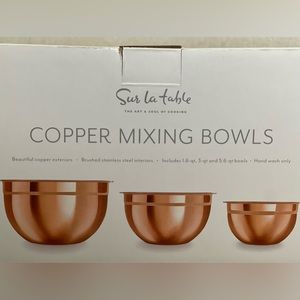 Sir la table - Copper Mixing Bowls- Brand New In Box Set of 3